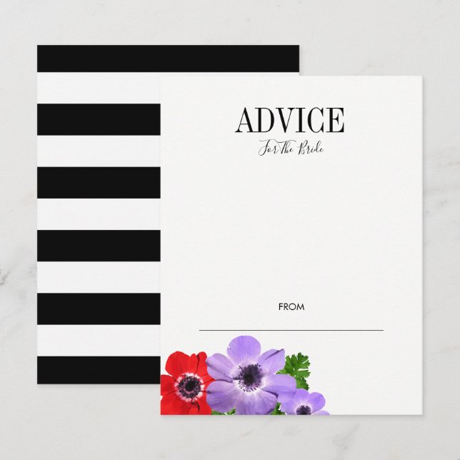 Watercolor Floral Bridal Shower Advice Card (Front/Back)
