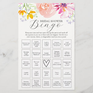 Watercolor Floral Bridal Shower Bingo Flyer
