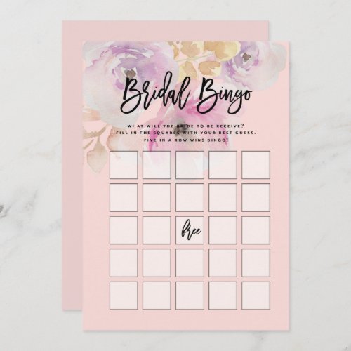Watercolor Floral Bridal Shower Bingo Game Invitation