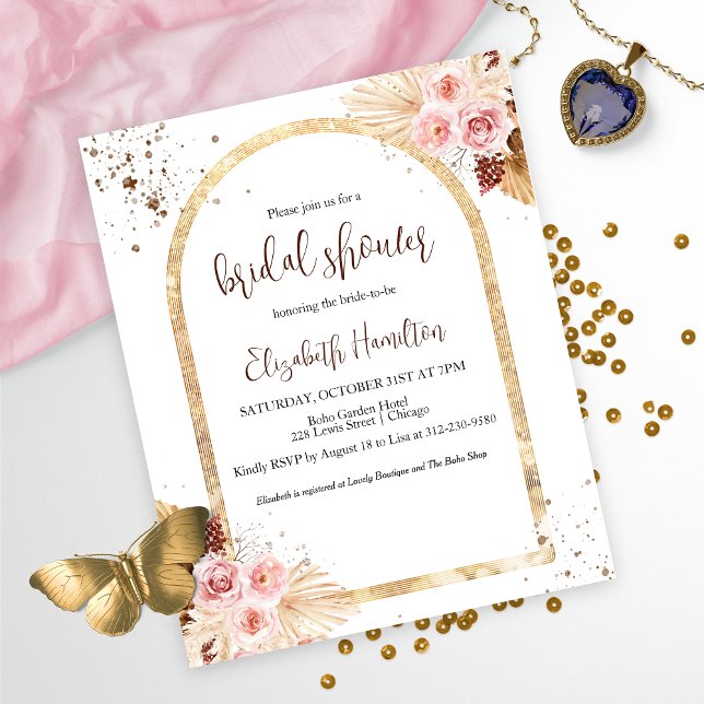 Watercolor Floral Bridal Shower budget Invitation (Creator Uploaded)