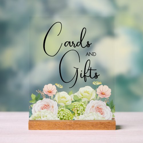 Watercolor Floral Bridal Shower Cards and Gifts Acrylic Sign