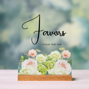 Watercolor Floral Bridal Shower Favors Acrylic Sign