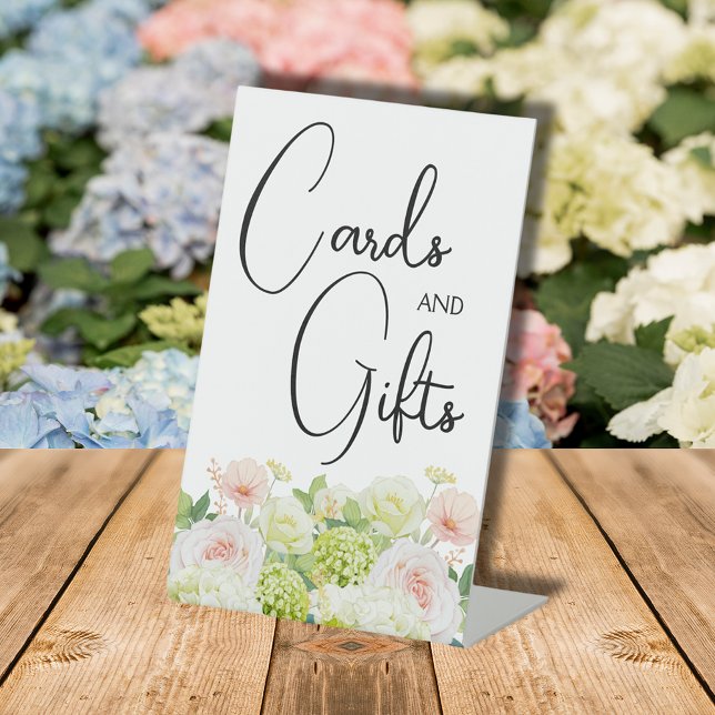 Watercolor Floral Bridal Shower Gifts Pedestal Sign (Cards & Gifts Watercolor Floral Bridal Shower Pedestal Sign)
