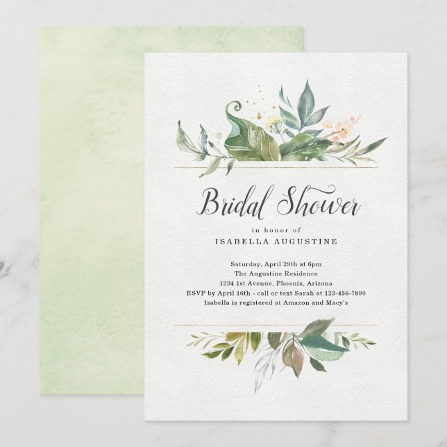 Watercolor Floral Bridal Shower Invitation (Front/Back)