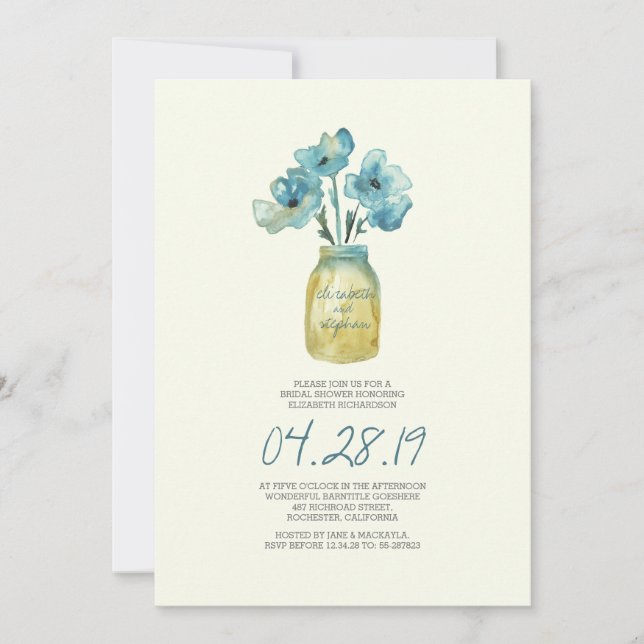 watercolor floral bridal shower invitation (Front)