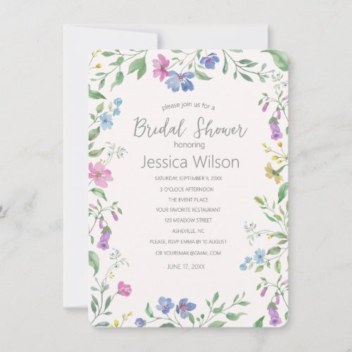 Watercolor Floral Bridal Shower Invitation