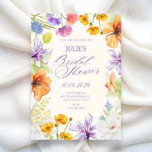 Watercolor floral bridal shower invitation