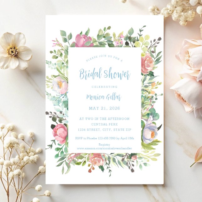 Watercolor Floral Bridal Shower Invitation (Creator Uploaded)