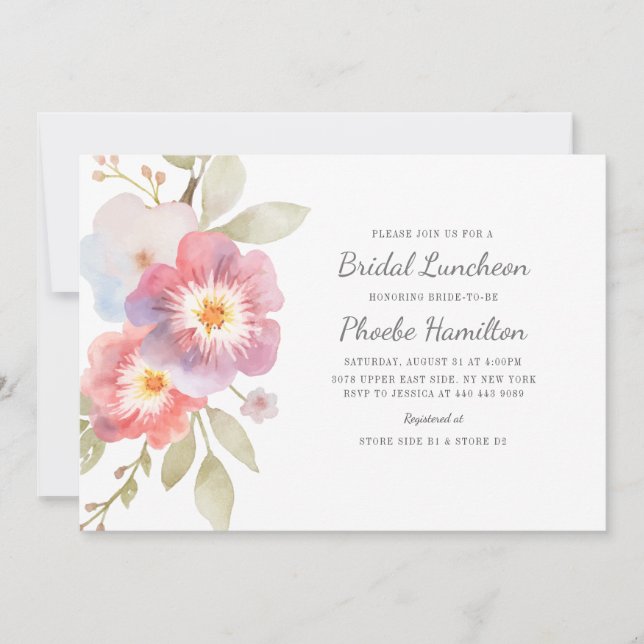 Watercolor Floral Bridal Shower Invitation (Front)
