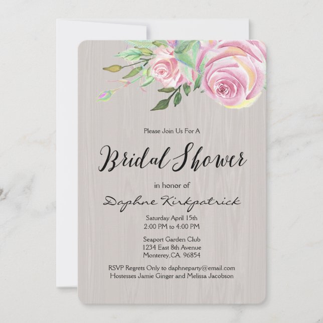 Watercolor Floral Bridal Shower Invitations (Front)
