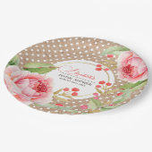 Watercolor Floral Bridal Shower Kraft Paper Plates (Angled)