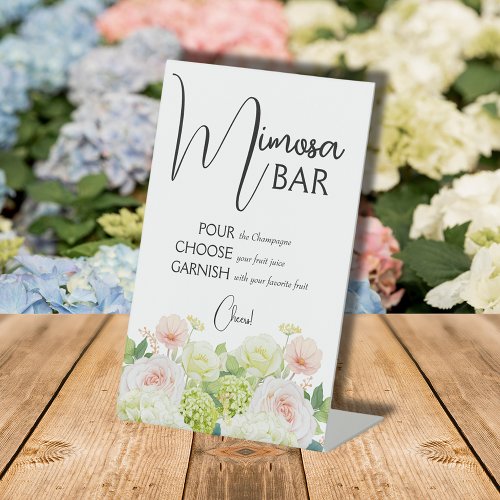 Watercolor Floral Bridal Shower Mimosa Bar Pedestal Sign