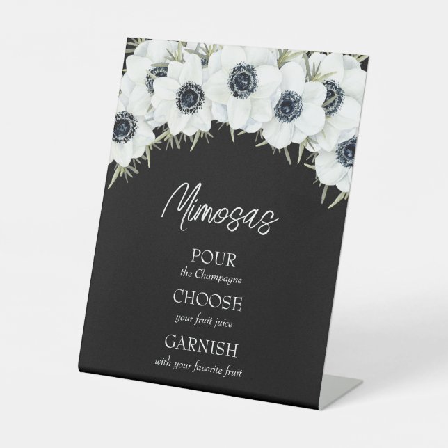 Watercolor Floral Bridal Shower Mimosa Pedestal Sign (Front)