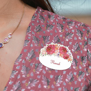 Watercolor Floral Bridal Shower Name Tag Sticker