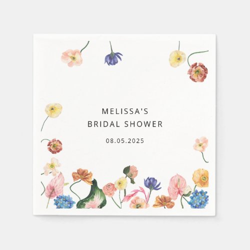 Watercolor Floral Bridal Shower Napkins