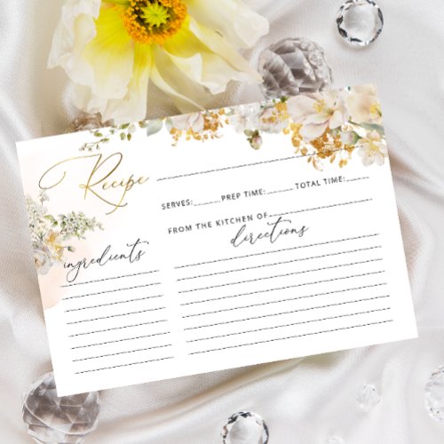 Watercolor Floral Bridal Shower Recipe Card