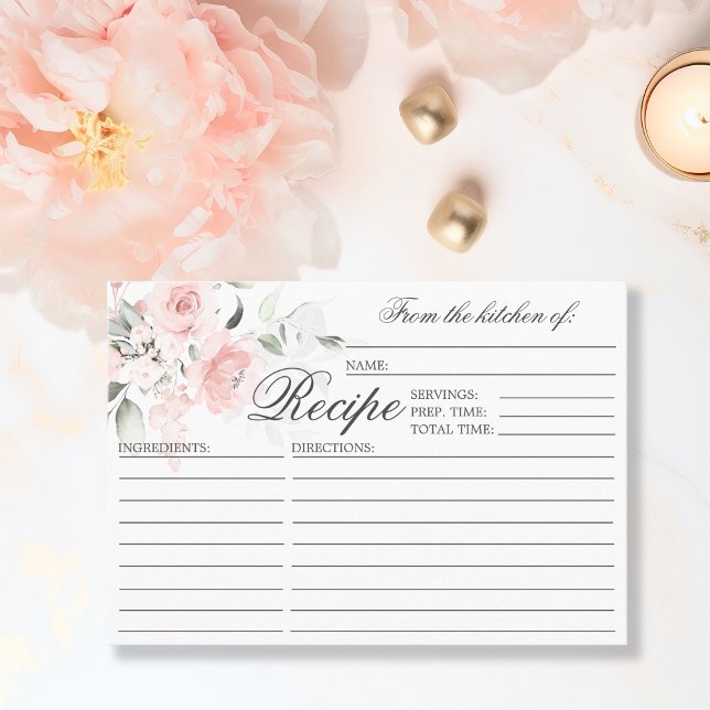 Watercolor Floral Bridal Shower RECIPE Enclosure (Watercolor Floral Bridal Shower RECIPE Enclosure)