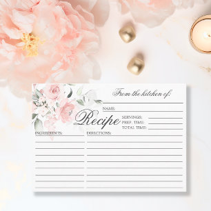 Watercolor Floral Bridal Shower RECIPE Enclosure Card