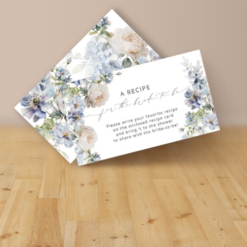 Watercolor Floral Bridal Shower Recipe Request Enclosure Card