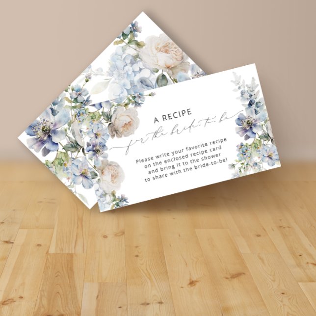 Watercolor Floral Bridal Shower Recipe Request Enclosure Card (Creator Uploaded)