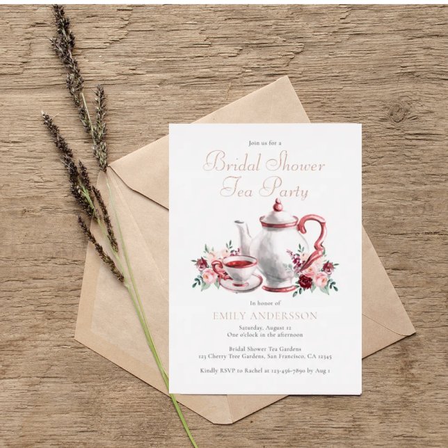 Watercolor Floral Bridal Shower Tea Party   Foil Invitation (Creator Uploaded)