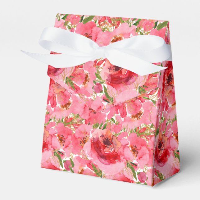 Watercolor Floral Bridal Shower Tent Favor Boxes (Front Side)