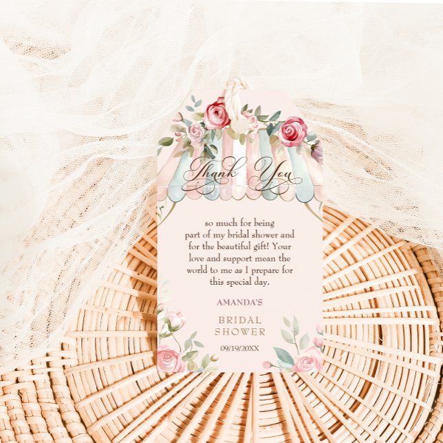 Watercolor Floral Bridal Shower Thank You Tag (Creator Uploaded)