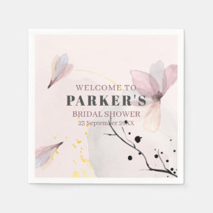 Watercolor Floral Bridal Shower Welcome Napkins