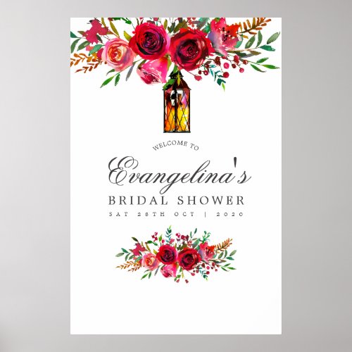 Watercolor Floral Bridal Shower Welcome Poster