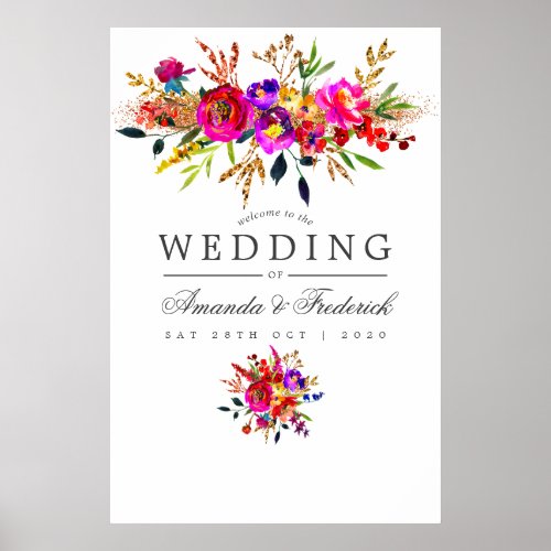 Watercolor Floral Bridal Shower Welcome Poster