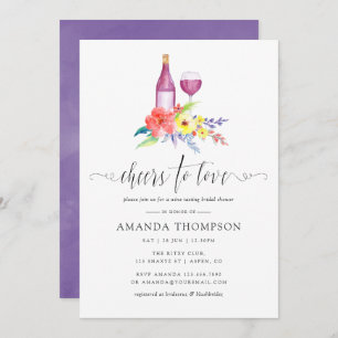 Watercolor Floral Bridal Shower Wine Tasting Invitation
