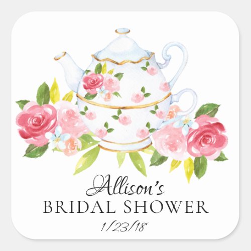 Watercolor Floral BRIDAL Tea Party Envelope Seal