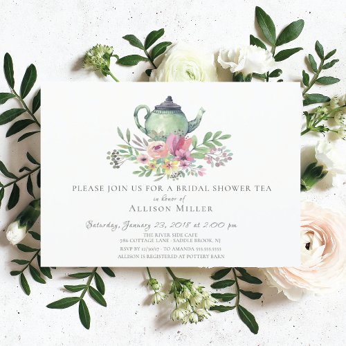 Watercolor Floral Bridal Tea Party Invitation