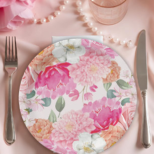 Watercolor Floral Bride In Bloom Bridal Shower Paper Plates