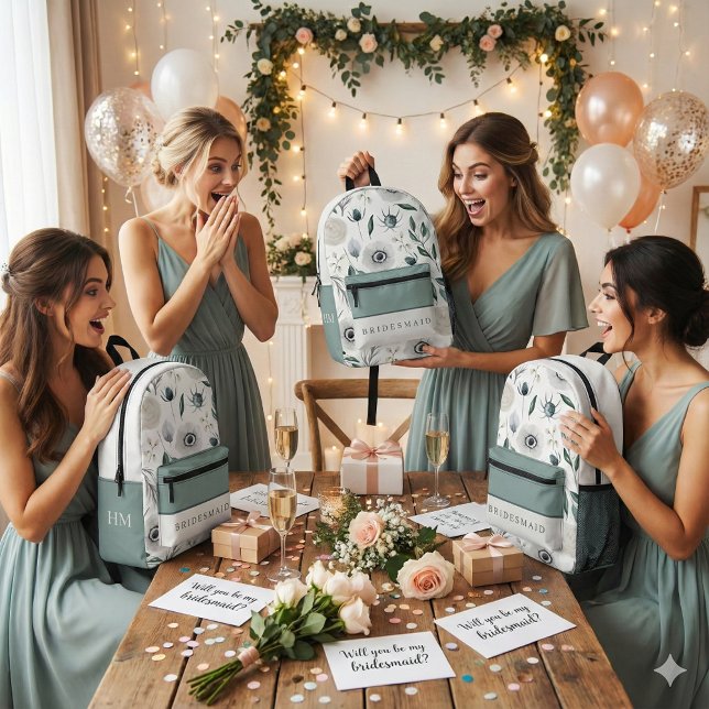 Watercolor Floral Bridesmaid Backpack (Ask your bridesmaids to be in your wedding with these beautiful personalized backpacks! )
