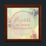 Watercolor Floral Bridesmaid Proposal Box<br><div class="desc">Simple,  modern,  elegant,  botanical mint green Bridesmaid proposal box with watercolor blush pink flowers.</div>