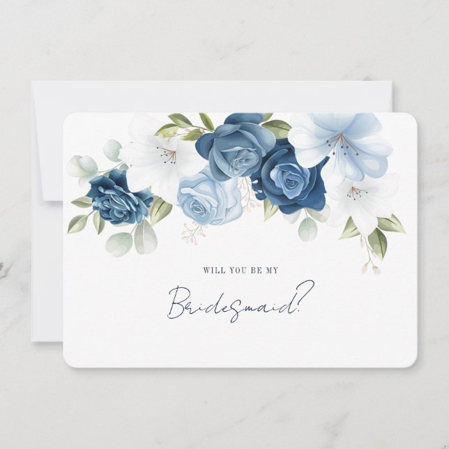 Watercolor Floral Bridesmaid Proposal Card (Front)