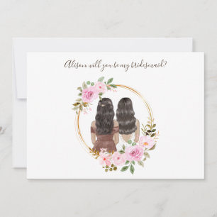Watercolor Floral Bridesmaid Proposal Card