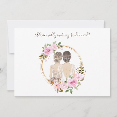 Watercolor Floral Bridesmaid Proposal Card