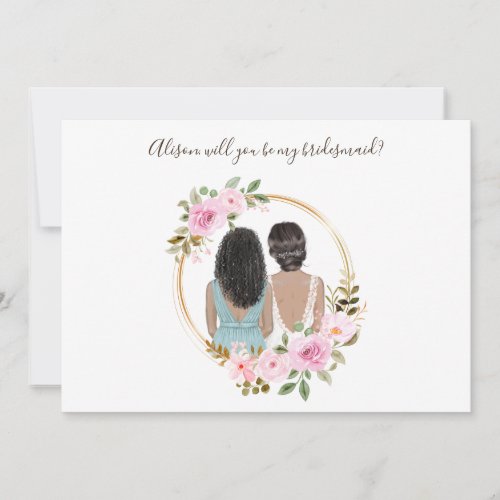 Watercolor Floral Bridesmaid Proposal Card