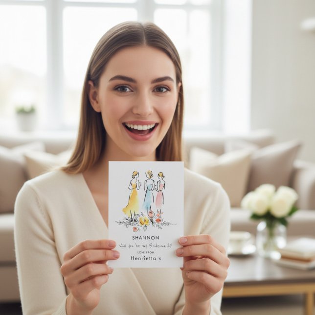 Watercolor Floral Bridesmaid Proposal Card (Creator Uploaded)