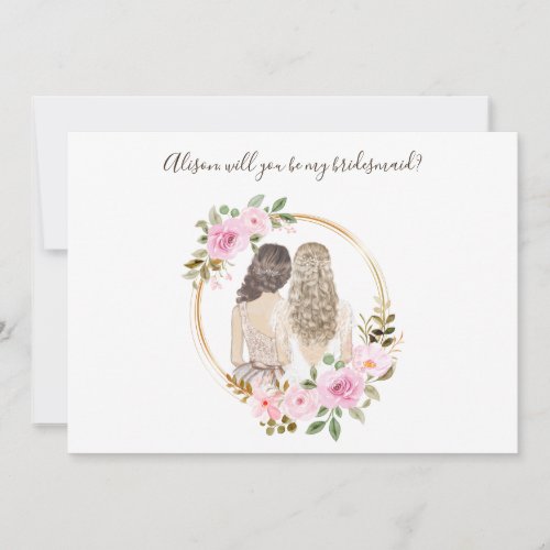 Watercolor Floral Bridesmaid Proposal Card