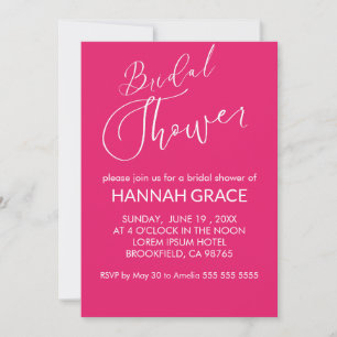 Watercolor Floral Bright Hot pink Bridal Shower Invitation