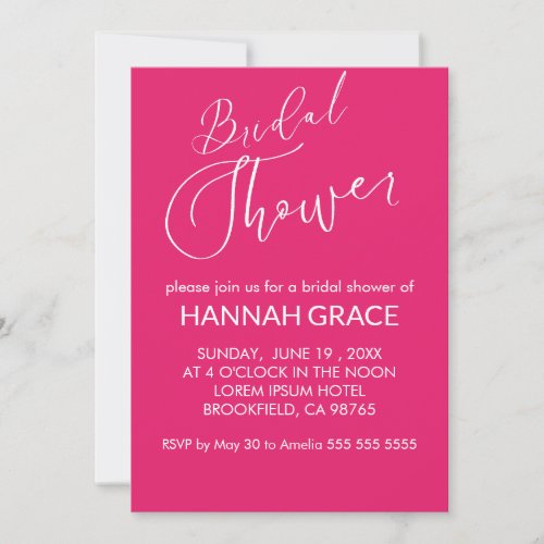 Watercolor Floral Bright Hot pink Bridal Shower Invitation