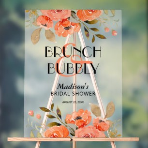 Watercolor Floral Brunch & Bubbly Bridal Shower Acrylic Sign
