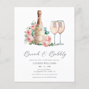 Watercolor Floral Brunch & Bubbly Bridal Shower Flyer
