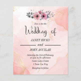 Watercolor Floral Budget Wedding Invitation