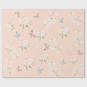 Watercolor Floral Bunny and Butterfly Gift Wrap