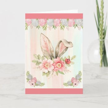 Watercolor Floral Bunny Ears Greeting Card by xgdesignsnyc at Zazzle