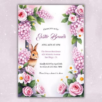 Watercolor Floral Bunny Easter Brunch